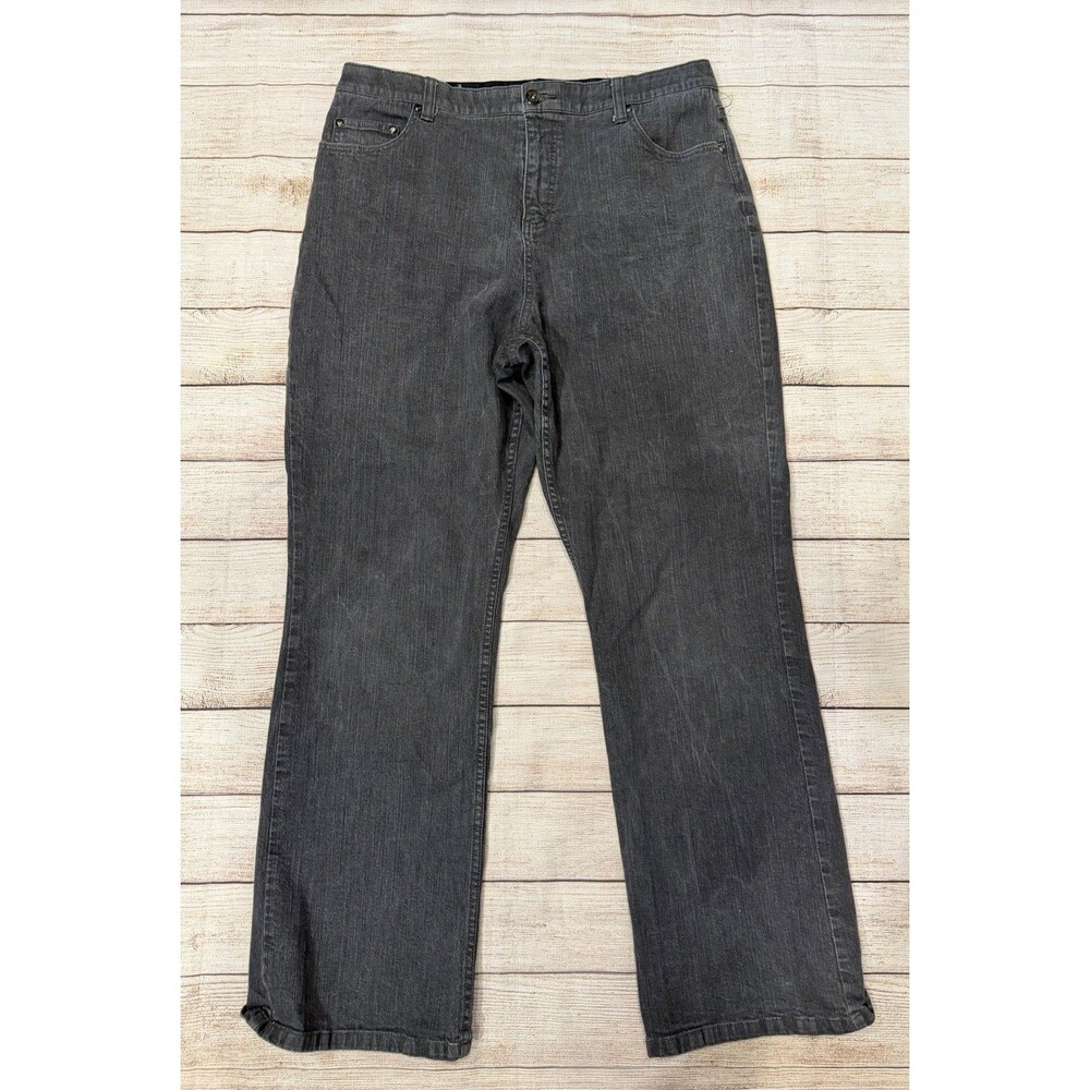 Denim & Company D & Co QVC Denim Cotton Jeans Gray Straight Tummy Panel Size 16